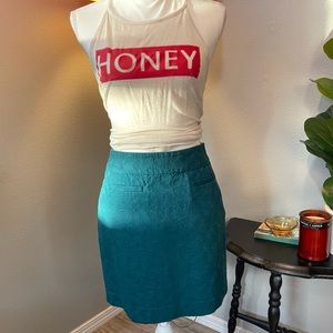 ❣️2/$15❣️ Loft Women’s Size 0 Teal Jacobean Floral Mini Pencil Skirt